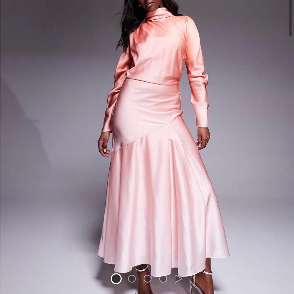 Satin Dress in Soft Coral Peach ombré